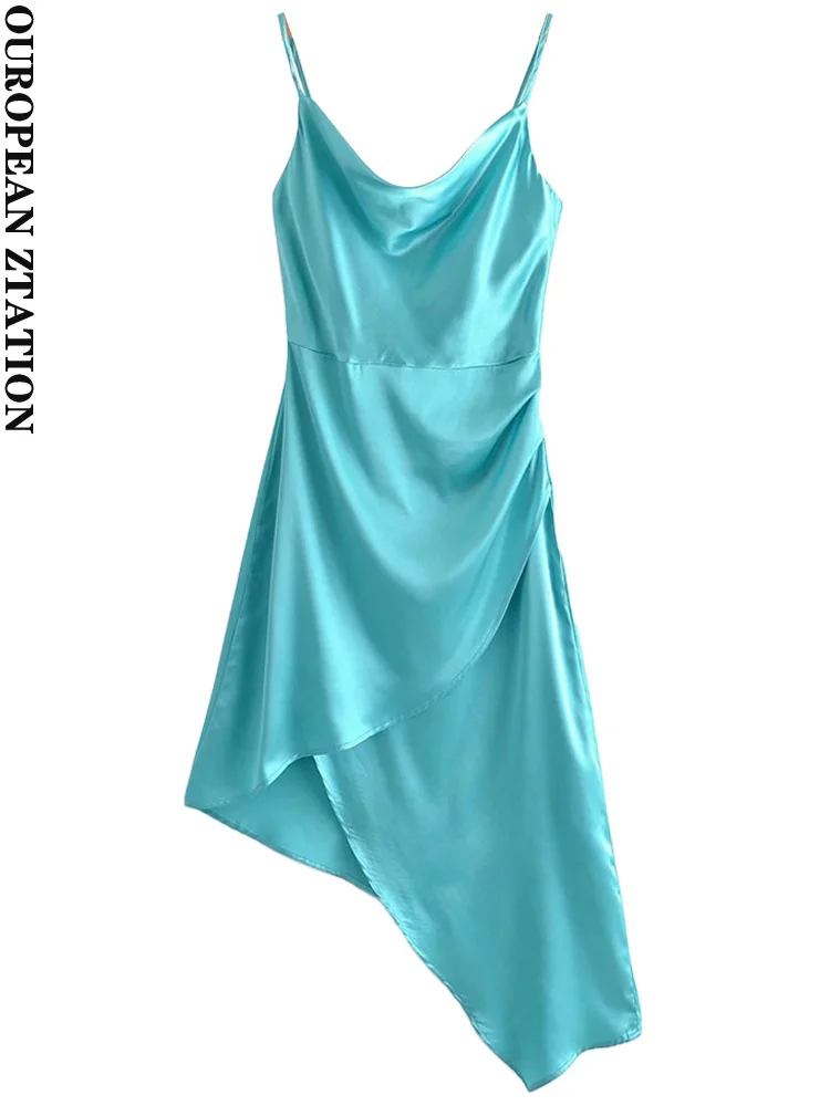 PAILETE Women 2022 fashion asymmetrical satin party midi dress vintage backless zipper thin straps female dresses vestidos mujer
PAILETE Women 2022 fashion asymmetrical satin party midi dress vintage backless zipper thin straps female dresses vestidos mujer