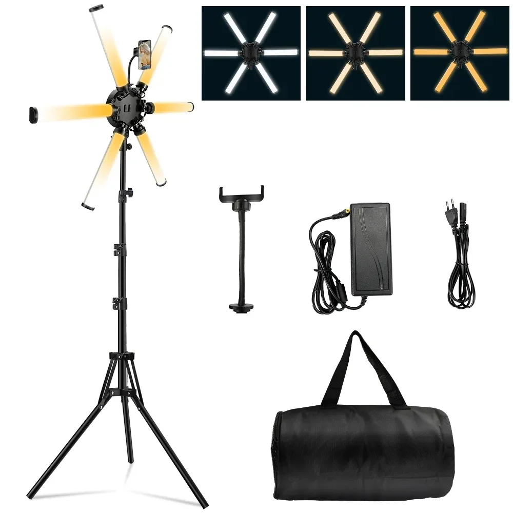 NEW2023 26 Inch Star Ring Light Led Photography Fill Light Six Arms 3200K-5600K Video Multimedia Lamp with Tripod for Makeup Pho
NEW2023 26 Inch Star Ring Light Led Photography Fill Light Six Arms 3200K-5600K Video Multimedia Lamp with Tripod for Makeup Pho