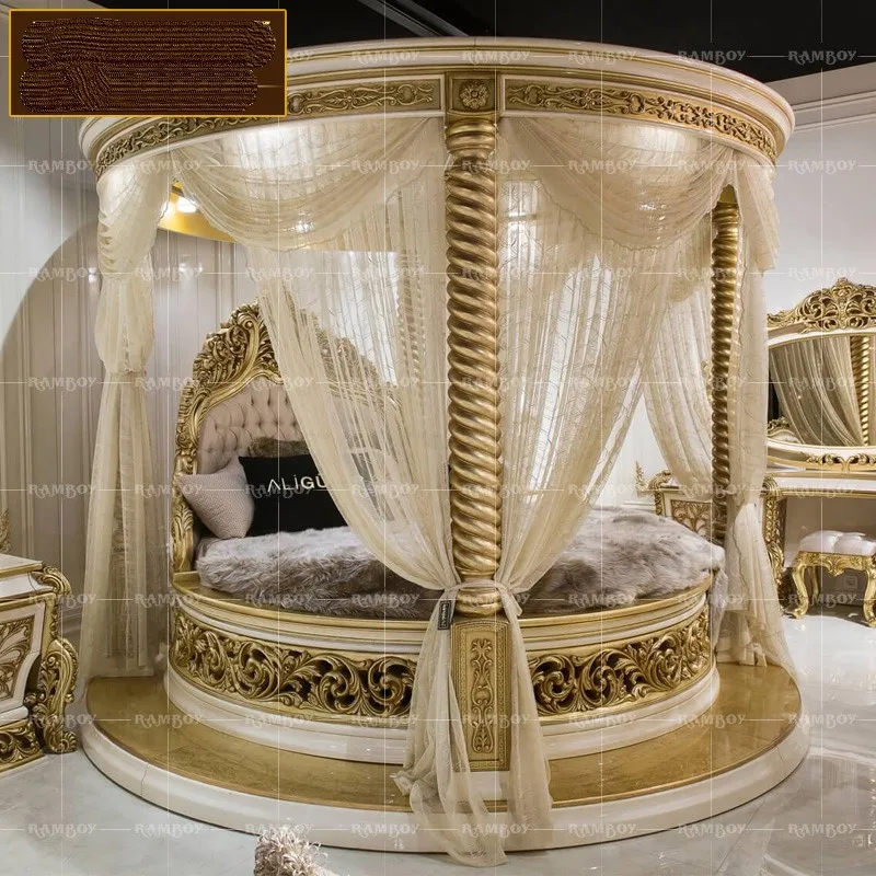 Европейская кровать из массива дерева, Роскошная большая круглая кровать, Главная спальня, двойная кровать, королевская благородная Свадебная кровать, кровать принцессы
Европейская кровать из массива дерева, Роскошная большая круглая кровать, Главная спальня, двойная кровать, королевская благородная Свадебная кровать, кровать принцессы