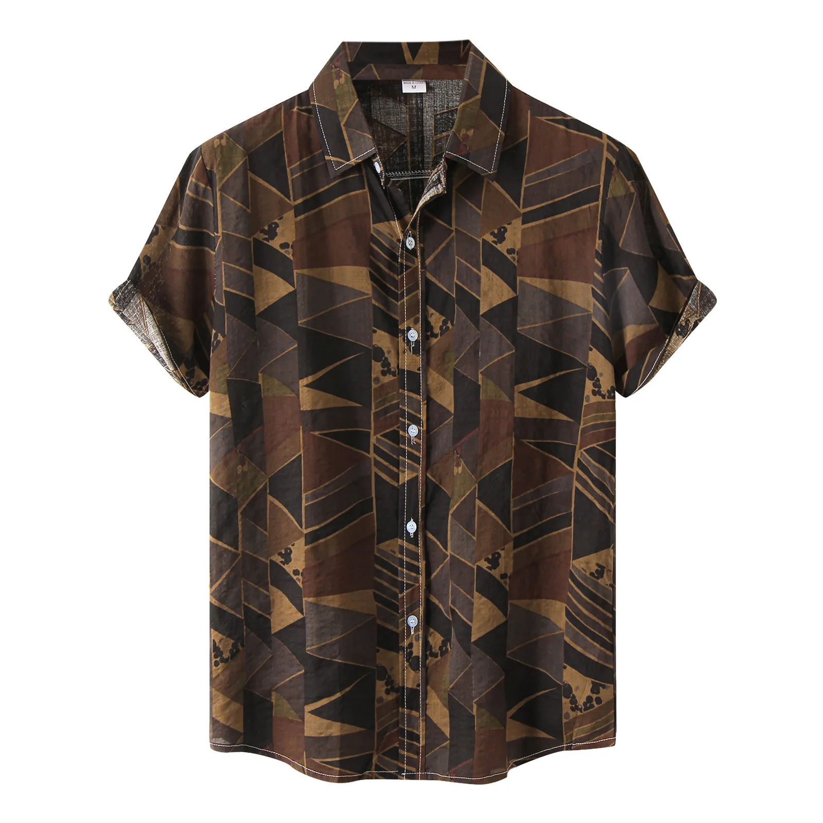 Men's Casual Fashion Top Shirt Hawaii Geometric Printed Shirt Blouse Short Sleeve Turn-Down Collar Button Pullovers Chemise 
Men's Casual Fashion Top Shirt Hawaii Geometric Printed Shirt Blouse Short Sleeve Turn-Down Collar Button Pullovers Chemise