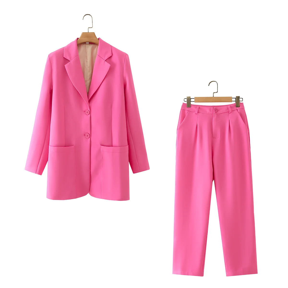 2022 Spring and Autumn New High Quality Women's Office Suit Pants Two-piece Set Fashion Double Pocket Ladies Jacket Casual Pants
2022 Spring and Autumn New High Quality Women's Office Suit Pants Two-piece Set Fashion Double Pocket Ladies Jacket Casual Pants