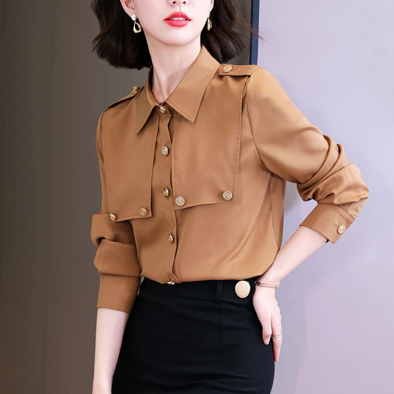 2022 Spring Fashion Women Shirts Solid Button Up Shirt Elegant Long Sleeve Blouse Basic Chiffon Ladies Tops Office Lady Clothing
2022 Spring Fashion Women Shirts Solid Button Up Shirt Elegant Long Sleeve Blouse Basic Chiffon Ladies Tops Office Lady Clothing