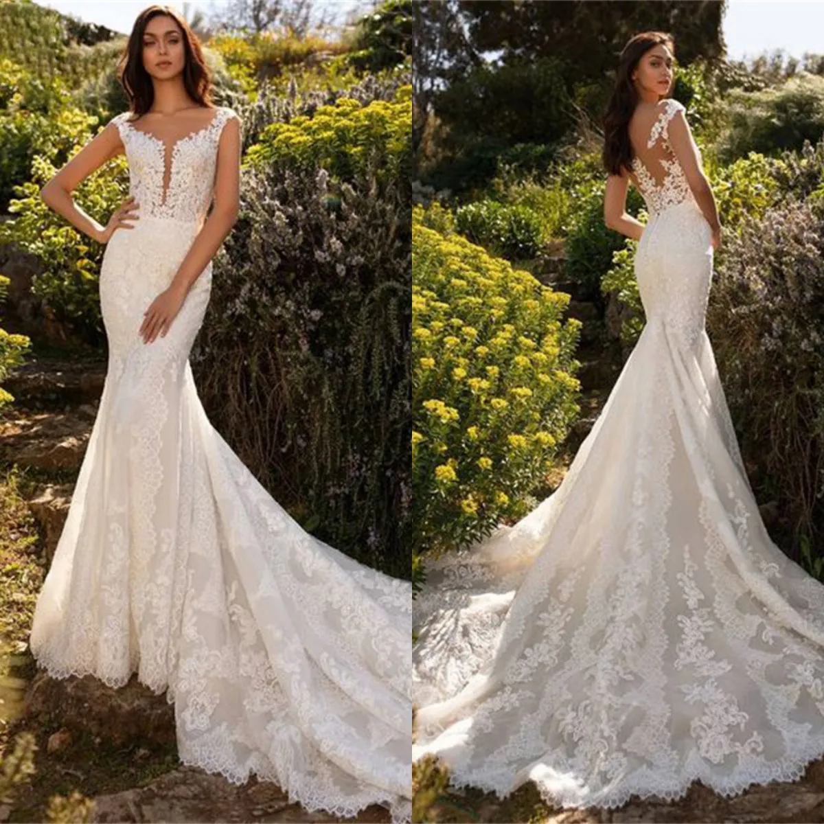 Ivory Mermaid Sexy Wedding Dress Lace Trumpet Wedding Gowns Cap Sleeves Bridal Dresses Charming Appliques vestido de noiva
Ivory Mermaid Sexy Wedding Dress Lace Trumpet Wedding Gowns Cap Sleeves Bridal Dresses Charming Appliques vestido de noiva