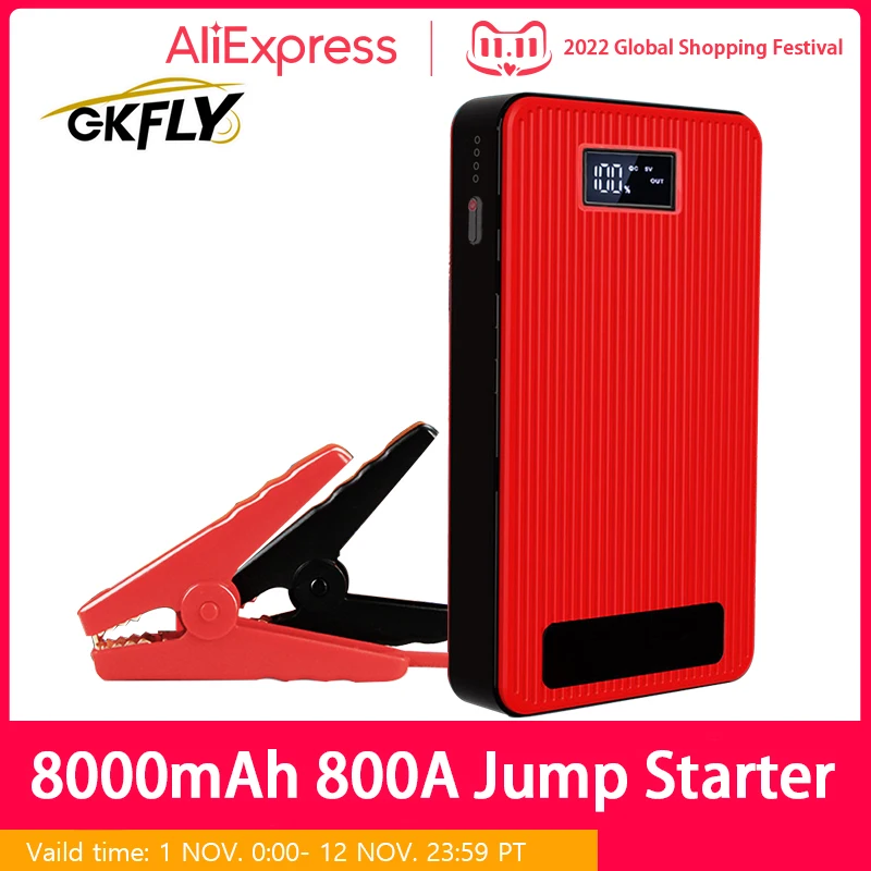 

12V 800A 8000mAh GKFLY Car Jump Starter Emergency Battery Booster For Car/Motorcycle LED Light Power Bank Launcher For Car