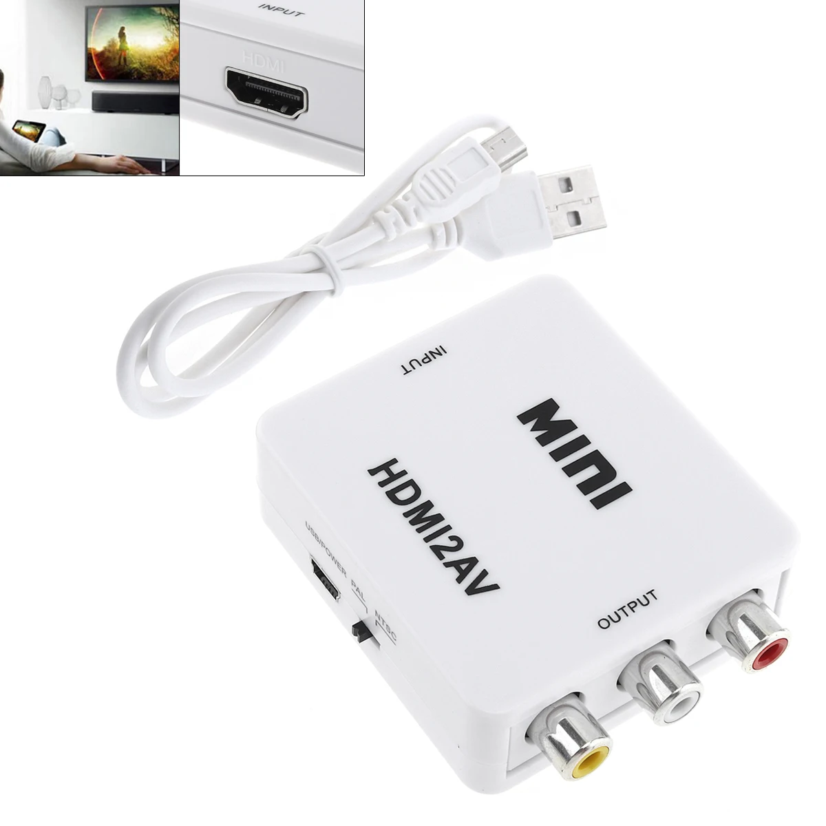 Portable HDMI to AV Video Converter with 1080P Conversion Head Support Computer Connected TV Projector with Audio Plug and Play
Portable HDMI to AV Video Converter with 1080P Conversion Head Support Computer Connected TV Projector with Audio Plug and Play