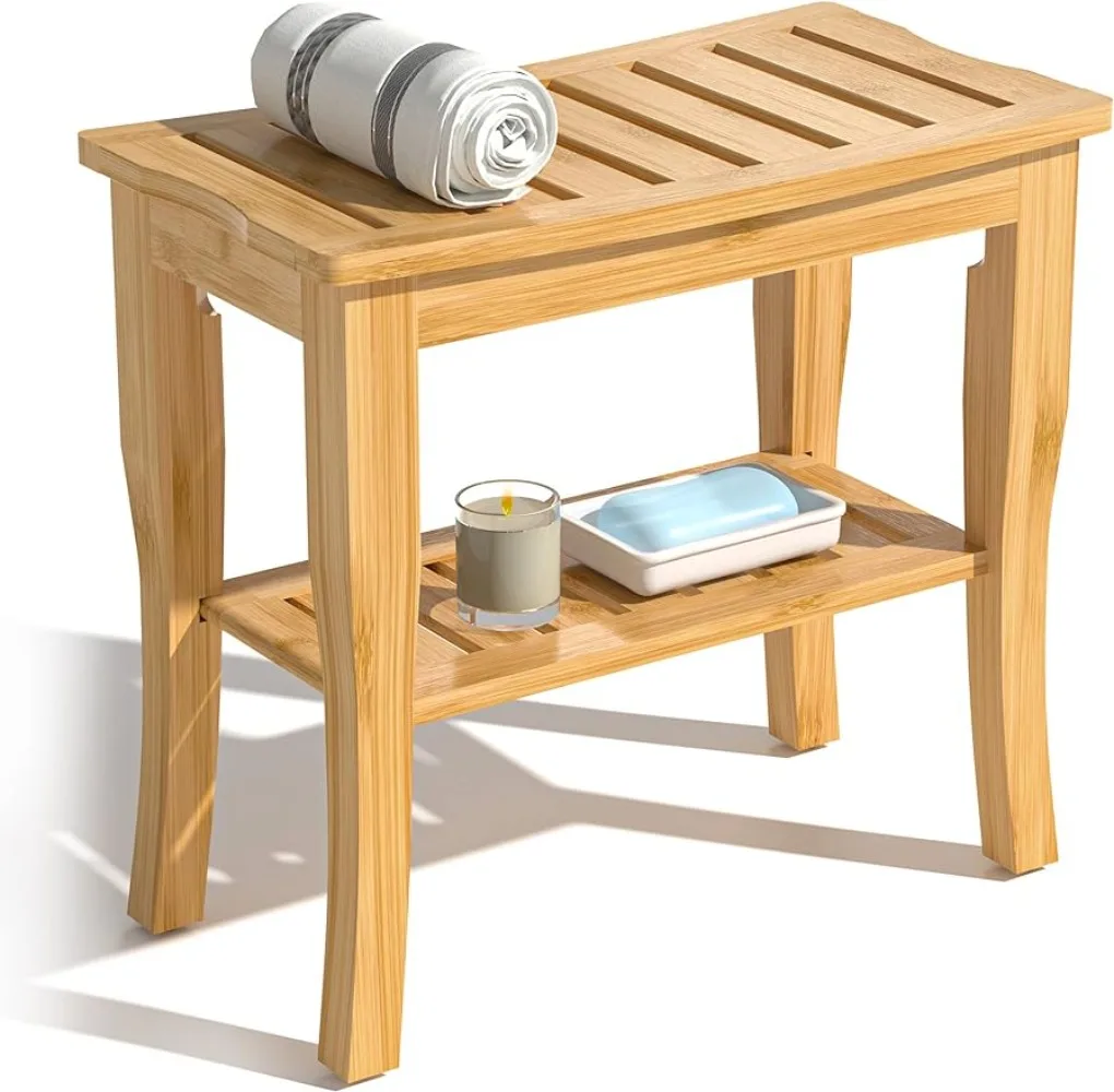 Bamboo Shower Bench & Stool Waterproof - Wood Shower Bench with Storage Shelf for Inside Shower(Classic Natural)
Bamboo Shower Bench & Stool Waterproof - Wood Shower Bench with Storage Shelf for Inside Shower(Classic Natural)