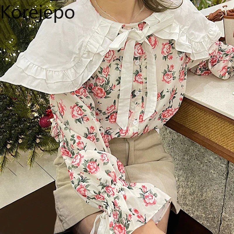 Korejepo Flower Print Shirt Pink Women Spring 2022 New Temperament Sweet Contrast Color Doll Collar Lace Up Flare Sleeve Shirts
Korejepo Flower Print Shirt Pink Women Spring 2022 New Temperament Sweet Contrast Color Doll Collar Lace Up Flare Sleeve Shirts