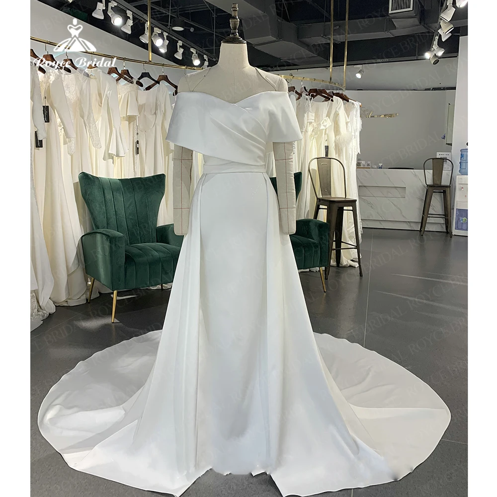 Simple Off The Shoulder Wedding Dress Pleat Sleeveless Satin A Line Vestido De Noiva Back Zipper Court Train Bridal Dress
Simple Off The Shoulder Wedding Dress Pleat Sleeveless Satin A Line Vestido De Noiva Back Zipper Court Train Bridal Dress