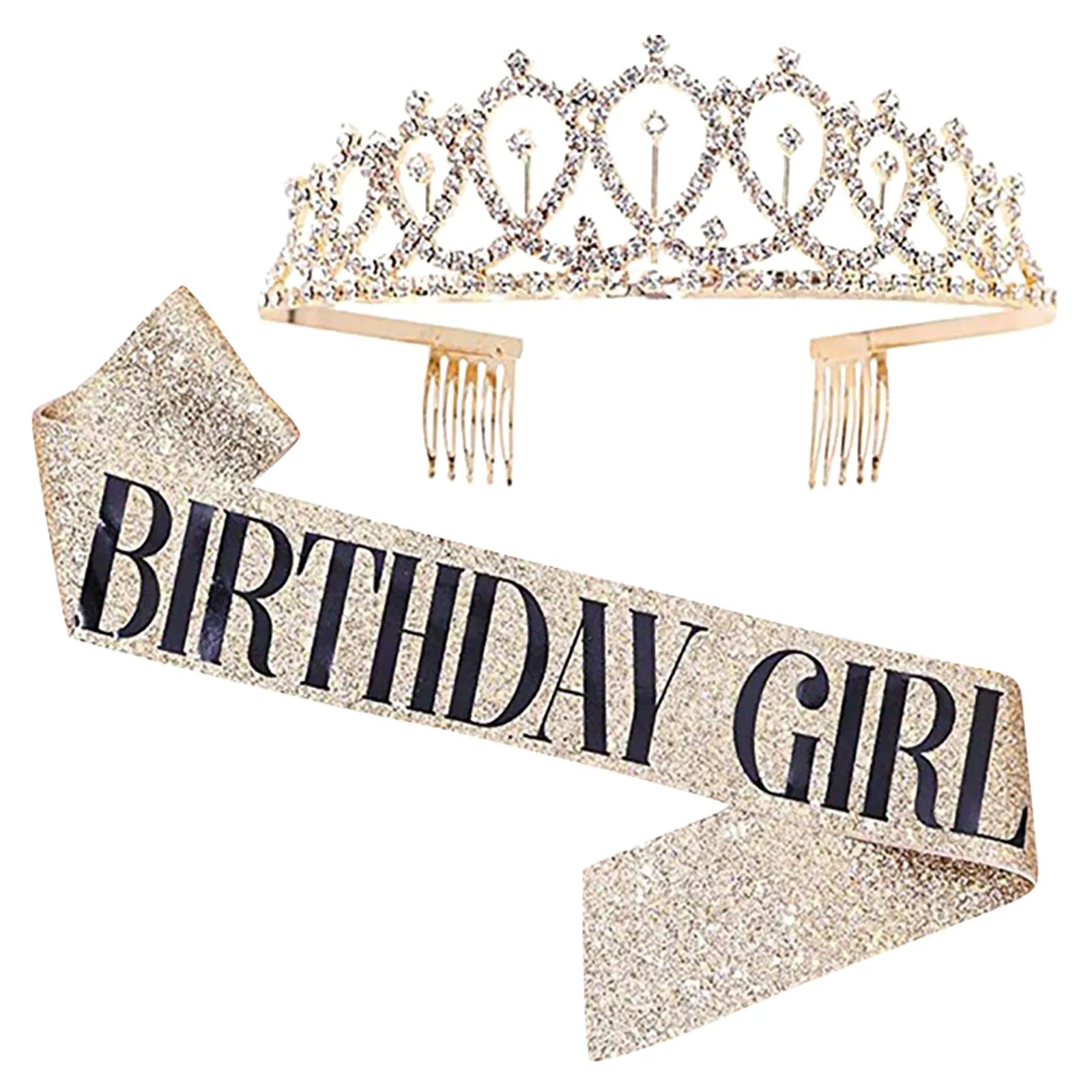 Rose Gold Birthday Party Decoration Glitter Sash Crystal Crown Set For Girls Queens Tiara Happy Birthday Anniversary Supplies
Rose Gold Birthday Party Decoration Glitter Sash Crystal Crown Set For Girls Queens Tiara Happy Birthday Anniversary Supplies