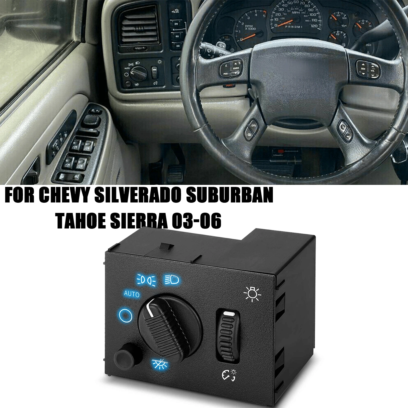 

Выключатель света для 03-06 Chevrolet Silverado, пригородсветильник фара, противотуманная фара, пересветильник ель света, черный, синий индикатор, автомобильные аксессуары
