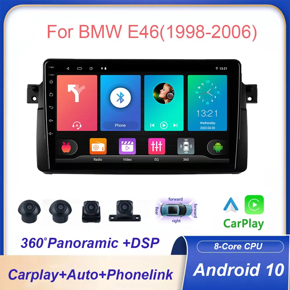 PEERCE Android 10 Car Multimedia Radio For BMW 3Series E46 M3 318/320/325/330/335 1998-2005 GPS CarPlay AUTO 4G 8Core Navigation
PEERCE Android 10 Car Multimedia Radio For BMW 3Series E46 M3 318/320/325/330/335 1998-2005 GPS CarPlay AUTO 4G 8Core Navigation