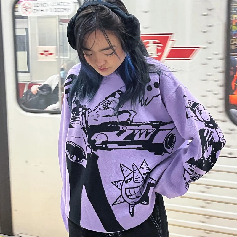 Harajuku women sweaters pullover winter 2000s Casual fashion streetwear knitwear Embroidery anime pattern oversized sweater top
Harajuku women sweaters pullover winter 2000s Casual fashion streetwear knitwear Embroidery anime pattern oversized sweater top