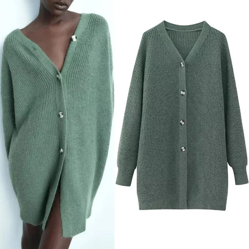 TRAF 2023 Green Long Knit Cardigan Women Autumn V-Neck Long Sleeve Coats Korean Style Front Button Up Tops Fashion Woman Clothes
TRAF 2023 Green Long Knit Cardigan Women Autumn V-Neck Long Sleeve Coats Korean Style Front Button Up Tops Fashion Woman Clothes
