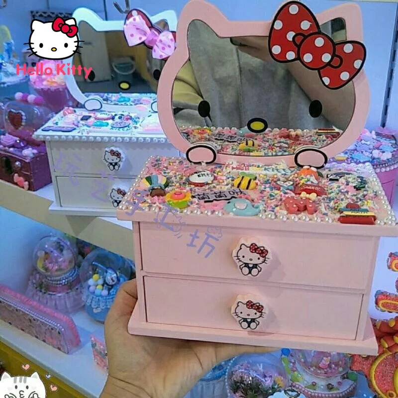 Hello Kitty Cartoon Wooden Dresser DIY Creative Jewelry Box Cosmetic Storage Box Bow 3D Patch Decoration Bedside Cabinet
Hello Kitty Cartoon Wooden Dresser DIY Creative Jewelry Box Cosmetic Storage Box Bow 3D Patch Decoration Bedside Cabinet