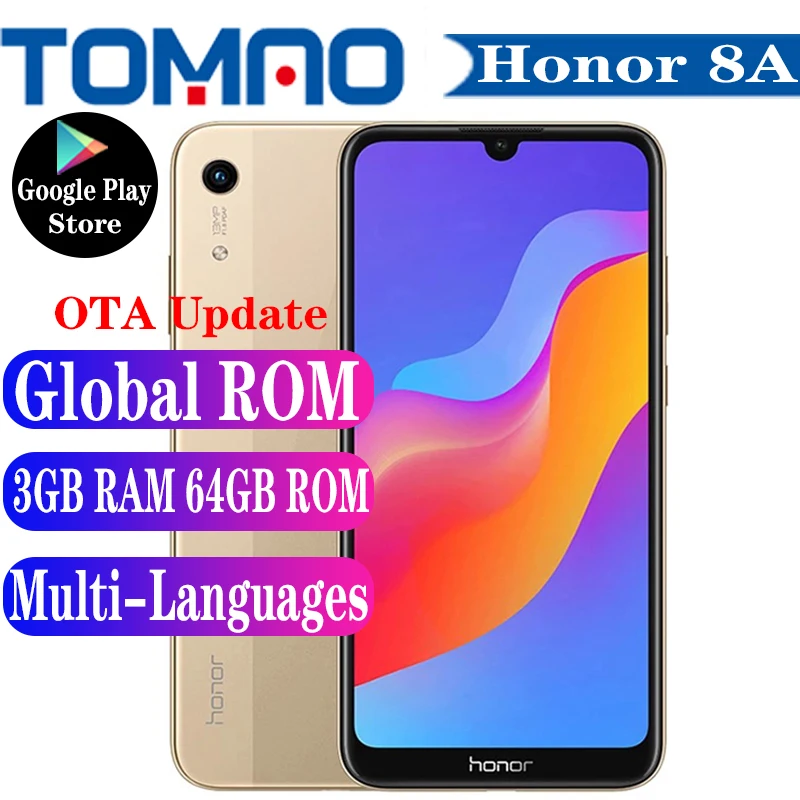 Global Rom Honor 8A HUAWEI Y6 Prime 2019 Мобильный телефон Android 9.0 MTK6765 Восьмиядерный 3020мАч 13MP