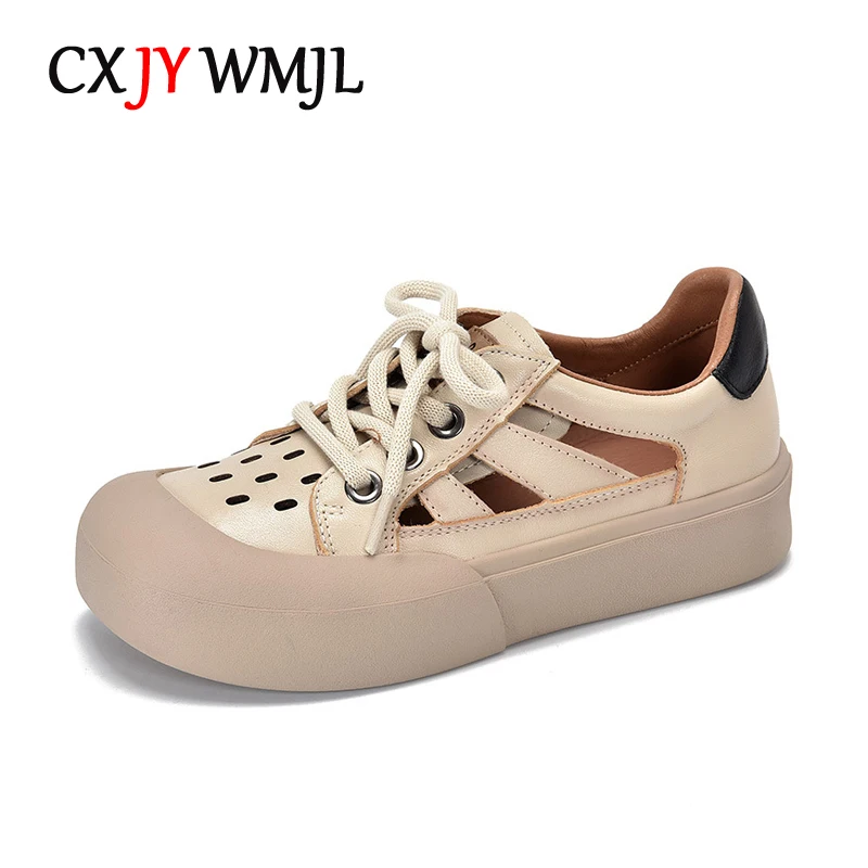 Кроссовки CXJYWMJL женские из воловьей кожи, повседневные сандалии с круглым носком, на толстой вулканизированной подошве, обувь для скейта из натуральной кожи, на лето
Кроссовки CXJYWMJL женские из воловьей кожи, повседневные сандалии с круглым носком, на толстой вулканизированной подошве, обувь для скейта из натуральной кожи, на лето