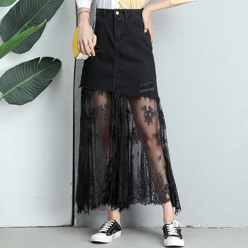 2022 Spring Summer Lace Splice Denim Skirt Women Fashion Elegant Korean Style High Waist Slim Casual Long Bodycon Skirts 1286
2022 Spring Summer Lace Splice Denim Skirt Women Fashion Elegant Korean Style High Waist Slim Casual Long Bodycon Skirts 1286