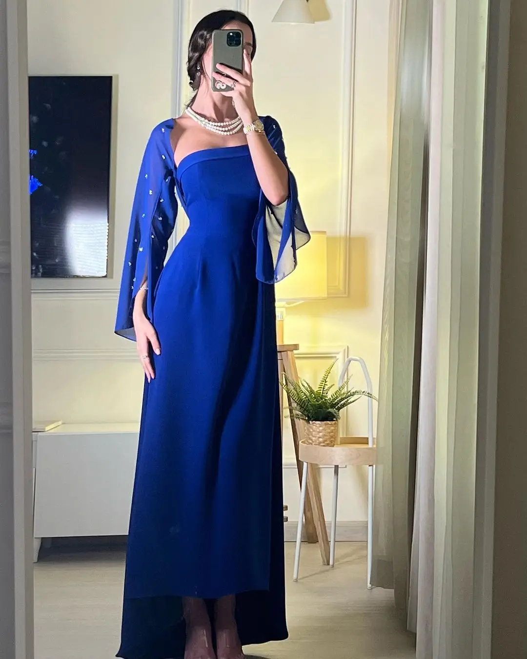 Blue A Line Ankle Length Evening Dress With Beaded Long Sleeves Prom Party Gown Chiffon Jackets Strapless Wedding Guest Dress
Blue A Line Ankle Length Evening Dress With Beaded Long Sleeves Prom Party Gown Chiffon Jackets Strapless Wedding Guest Dress