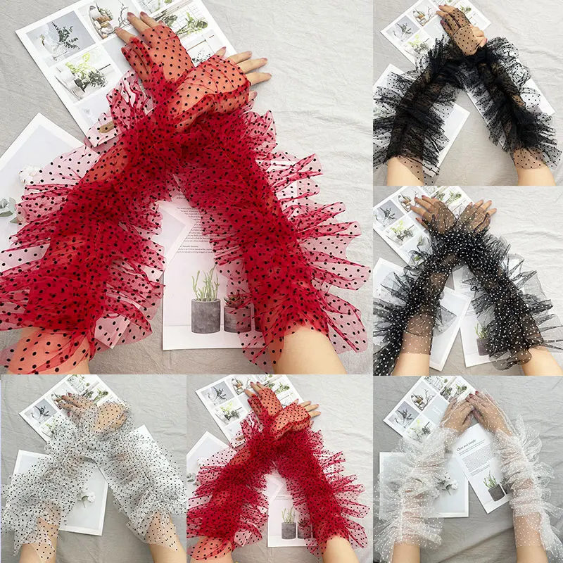 Womens Elegant Dot Print Mesh Long Gloves with Ruffles Trim Photography Props Costume Accessory Fingerless Sexy Long Gloves 2022
Womens Elegant Dot Print Mesh Long Gloves with Ruffles Trim Photography Props Costume Accessory Fingerless Sexy Long Gloves 2022