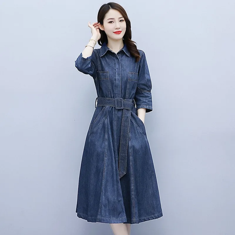 Spring Autumn New Dress Female French Long Slim thin Casual Denim Dress Women High Waist Plus Size Pullover Denim Dresses Trend
Spring Autumn New Dress Female French Long Slim thin Casual Denim Dress Women High Waist Plus Size Pullover Denim Dresses Trend