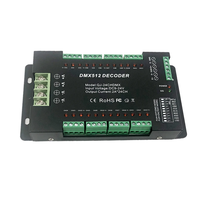 DMX512 декодер 24 канала RGB Светодиодная лента драйвер освещения диммер Стандартный
