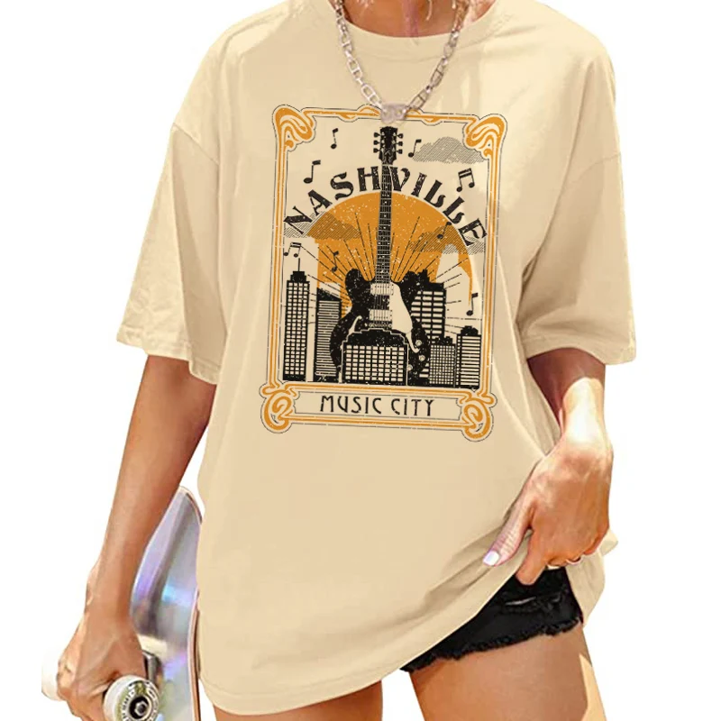 Femme Nashville Music City Oversized Graphic T Shirt Vintage Western Country Music T-Shirts For Women Summer Retro Boho Clothes
Femme Nashville Music City Oversized Graphic T Shirt Vintage Western Country Music T-Shirts For Women Summer Retro Boho Clothes