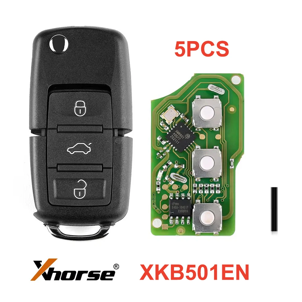 Проводной дистанционный ключ XHORSE XKB501EN 5 шт./партия 3 кнопки для Volkswagen B5 ключей VDI