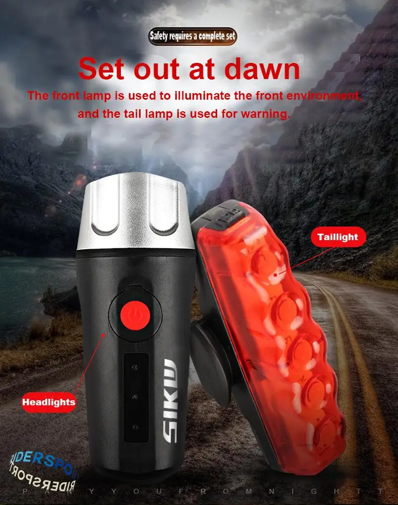SIKW L315 Bicycle Mountain Bike Front Light Tail Light Package Night Riding Waterproof USB Charging Warning Light Tail Light
SIKW L315 Bicycle Mountain Bike Front Light Tail Light Package Night Riding Waterproof USB Charging Warning Light Tail Light