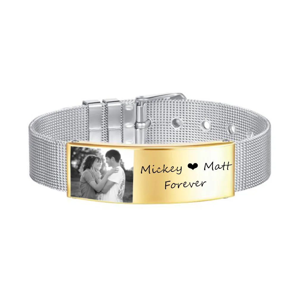 SHOUMAN Engraved Picture Curved Plate Mesh Belt Adjustable Blank DIY Customized Stainless Steel Bracelet
SHOUMAN Engraved Picture Curved Plate Mesh Belt Adjustable Blank DIY Customized Stainless Steel Bracelet