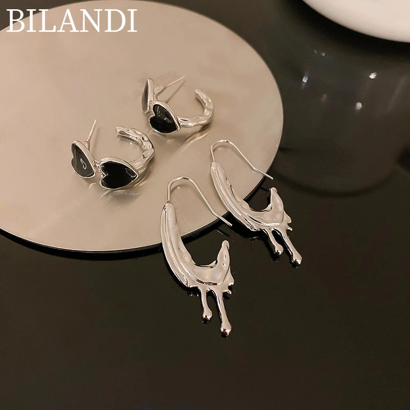 Bilandi 925 Silver Needle Trendy Jewelry Personality Geometric Earrings Popular Design Black Heart Earrings For Girl Gifts
Bilandi 925 Silver Needle Trendy Jewelry Personality Geometric Earrings Popular Design Black Heart Earrings For Girl Gifts
