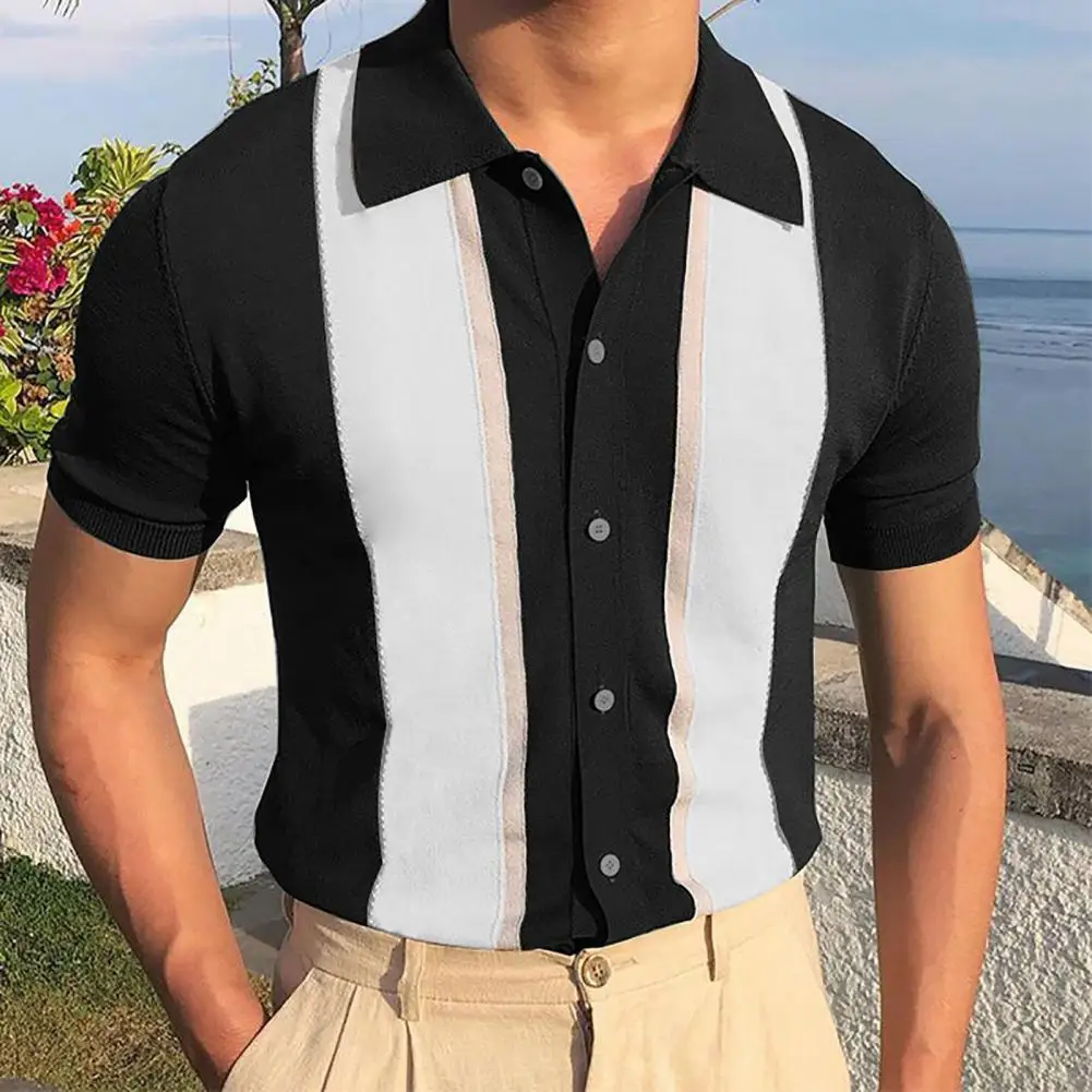 Men T-shirt Cardigan Single-breasted Contrast Color Stripe Print Summer Top For Men Streetwear 2022 Summer Casual Shirts Men
Men T-shirt Cardigan Single-breasted Contrast Color Stripe Print Summer Top For Men Streetwear 2022 Summer Casual Shirts Men