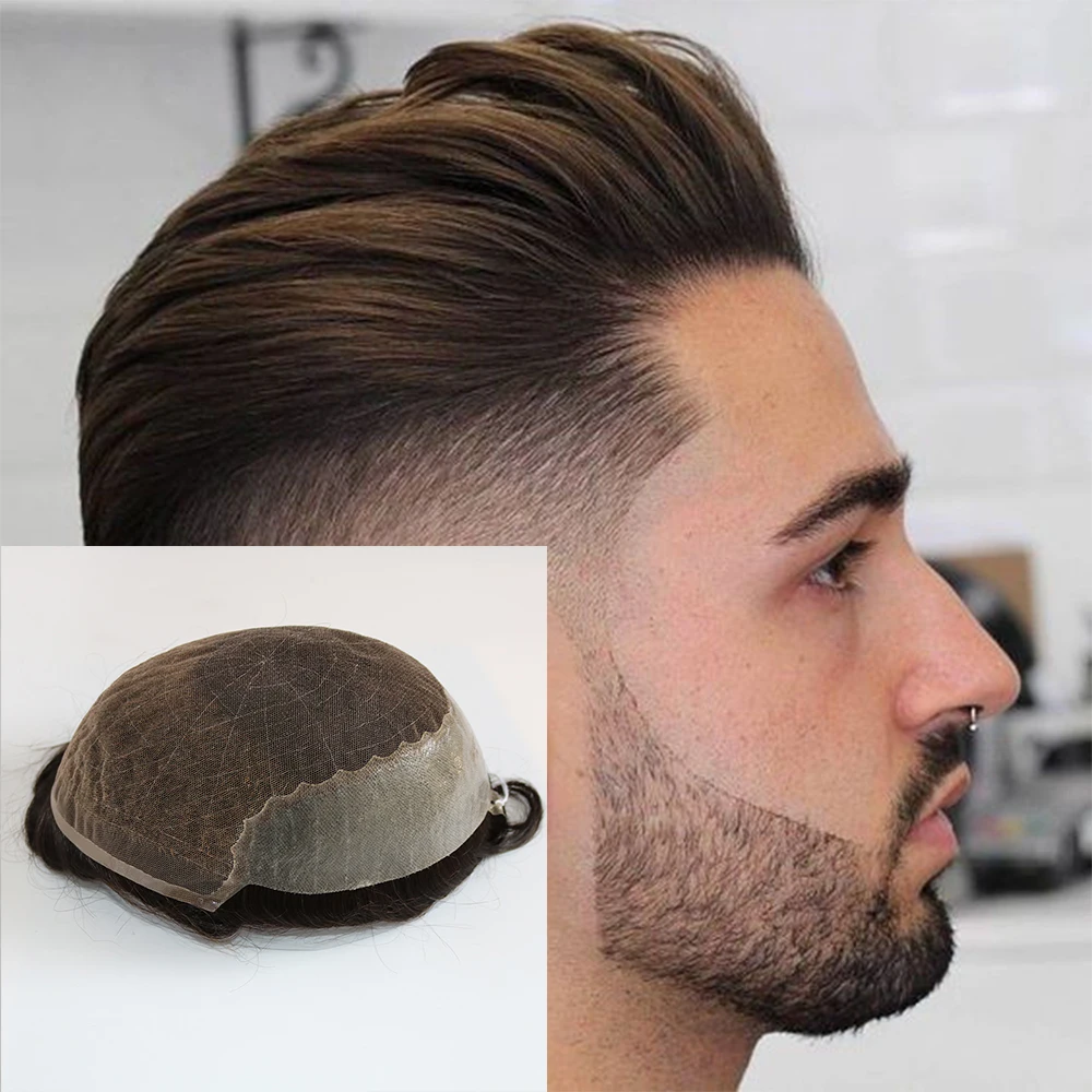 Toupee for Men Replacement Systems 100% Natural Human Hair Pieces Mens Toupee French Lace Front With Skin Male Wig Units Q6
Toupee for Men Replacement Systems 100% Natural Human Hair Pieces Mens Toupee French Lace Front With Skin Male Wig Units Q6