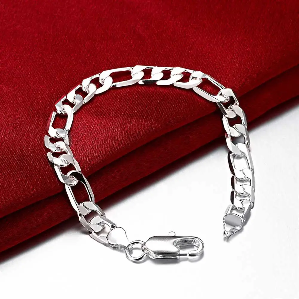 Fashion charm 925 Stamp Silver color Bracelet for man woman 8MM geometry chain fine Luxury jewelry Wedding party Christmas gifts
Fashion charm 925 Stamp Silver color Bracelet for man woman 8MM geometry chain fine Luxury jewelry Wedding party Christmas gifts