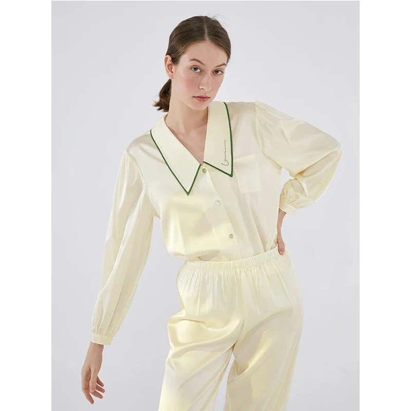 luxury women's pajamas set solid turn down collar ladies satin sleepwear spring summer silk pijama suit homewear for female
luxury women's pajamas set solid turn down collar ladies satin sleepwear spring summer silk pijama suit homewear for female