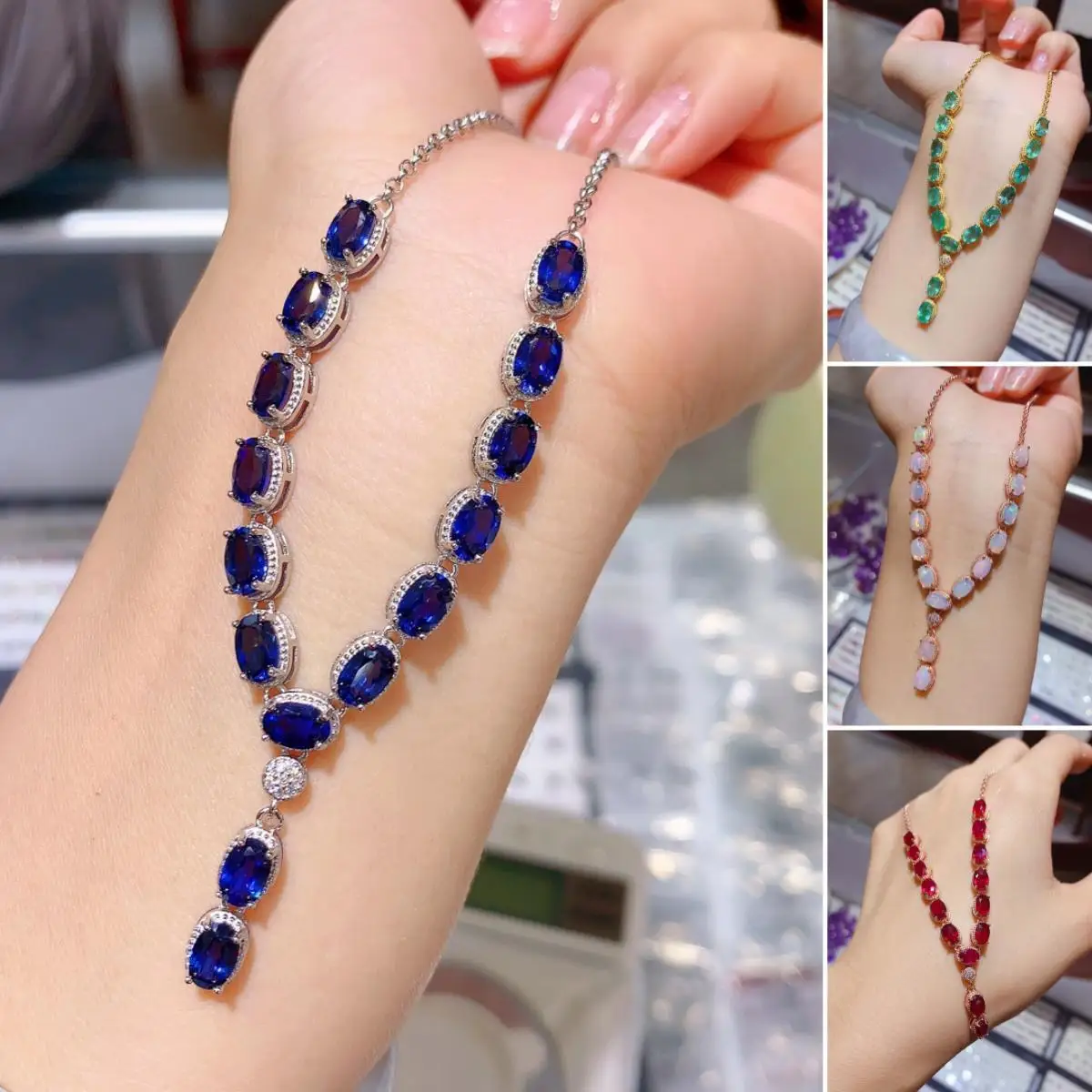 FS Fashion 4*6 Sapphire/Ruby/Emerald/Opal Luxury Necklace S925 Sterling Silver Natural Gem Fine Weddings Jewelry for Women
FS Fashion 4*6 Sapphire/Ruby/Emerald/Opal Luxury Necklace S925 Sterling Silver Natural Gem Fine Weddings Jewelry for Women