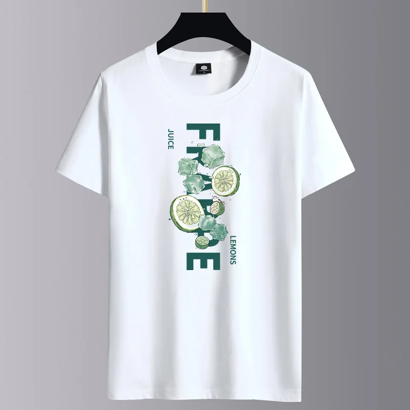 

2023 Newest Lemon Print 100% Cotton Men T Shirt Hip-Hop Cotton T-shirt O-neck Summer Male Causal Tshirts Fashion Loos Tees B01