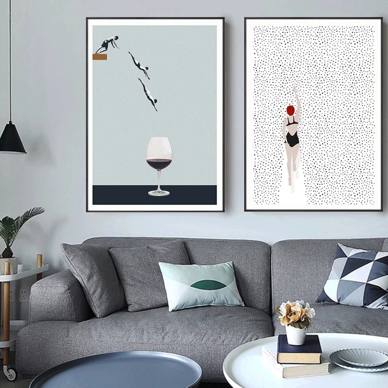 Nordic Wall Art Abstract Poster Swimming Wine Glass Canvas Painting Picture Living Room Home Painting Wall Decoration Cuadros
Nordic Wall Art Abstract Poster Swimming Wine Glass Canvas Painting Picture Living Room Home Painting Wall Decoration Cuadros