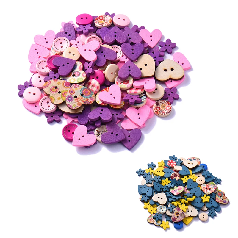 100Pcs/Lot Mixed 2-Hole DIY Wooden Buttons Heart Pattern Decorative Buttons Fit Sewing Scrapbooking Craft
100Pcs/Lot Mixed 2-Hole DIY Wooden Buttons Heart Pattern Decorative Buttons Fit Sewing Scrapbooking Craft