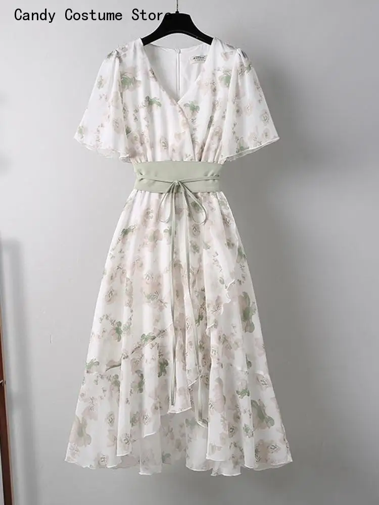 Sexy V Neck Elegant Ladies Long Dress Chiffon Women Midi Dress Summer Bandage Fashion Floral Print High Waist Party Dress
Sexy V Neck Elegant Ladies Long Dress Chiffon Women Midi Dress Summer Bandage Fashion Floral Print High Waist Party Dress