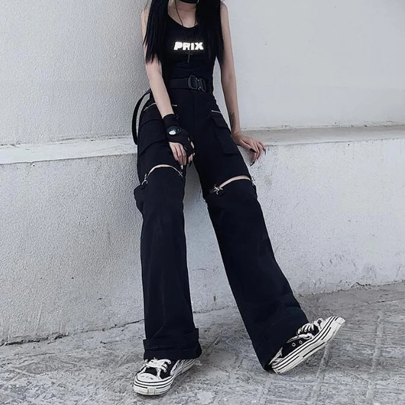 Pocket Zipper Removable Hollow Out Gothic Korean Cargo Pants Punk Wide Leg Casual Hip Hop Streetwear Woman Pants
Pocket Zipper Removable Hollow Out Gothic Korean Cargo Pants Punk Wide Leg Casual Hip Hop Streetwear Woman Pants