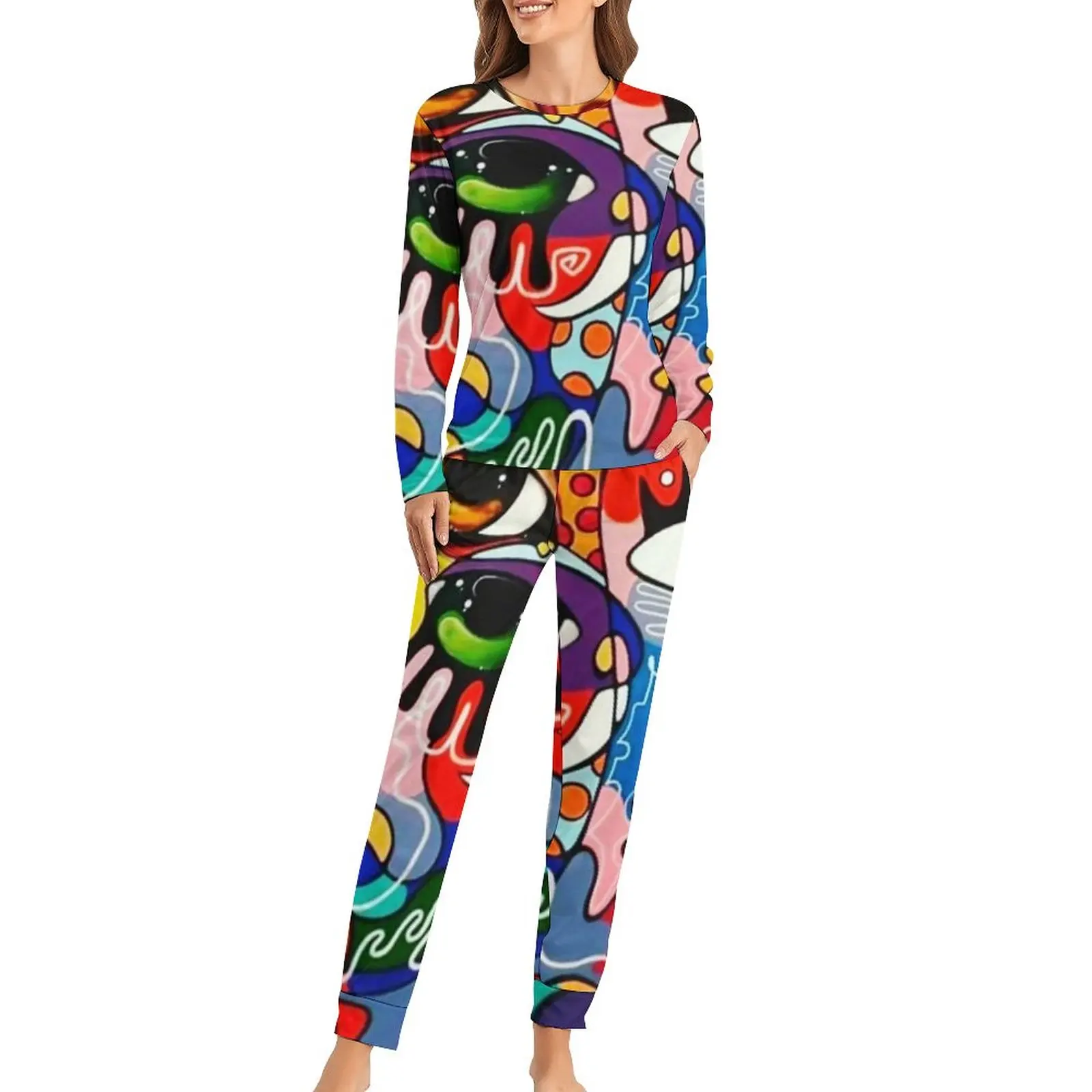 Funny Eyes Pajamas Colorful Eye Design Graffiti Casual Oversized Sleepwear Women Long Sleeve Pattern Warm Pajama Sets
Funny Eyes Pajamas Colorful Eye Design Graffiti Casual Oversized Sleepwear Women Long Sleeve Pattern Warm Pajama Sets