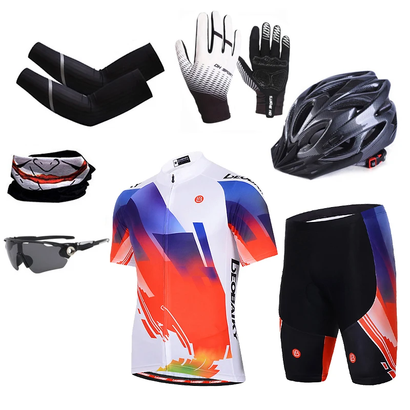 

Велосипедный комплект, Мужская одежда для профессиональной команды, спортивная одежда для горных велосипедов, летняя дышащая быстросохнущая велосипедная футболка с коротким рукавом, белые комплекты