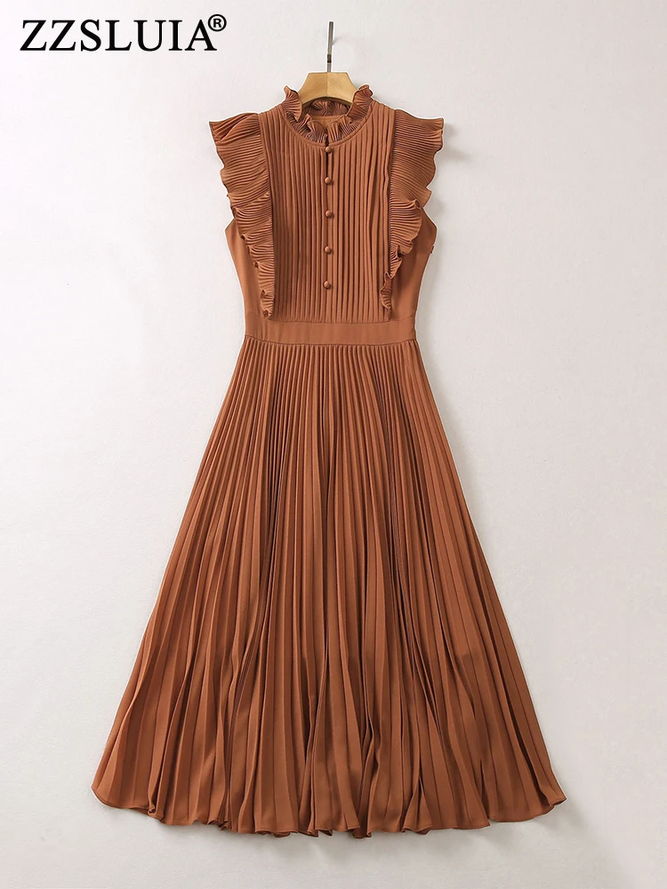 ZZSLUIA Elegant Dresses For Women Solid Color Shirring Designer Slim Midi Dress Fashion Sleeveless Summer Pleated Dresses Female
ZZSLUIA Elegant Dresses For Women Solid Color Shirring Designer Slim Midi Dress Fashion Sleeveless Summer Pleated Dresses Female