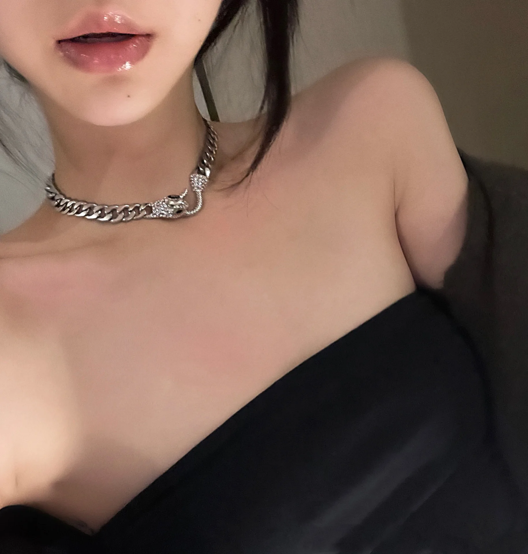 European and American Fashion Simple Personality Necklace with Diamond Snake Vintage Design Sense Choker Necklace Female
European and American Fashion Simple Personality Necklace with Diamond Snake Vintage Design Sense Choker Necklace Female