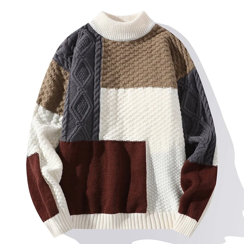 2023 Men's Autumn and Winter New Half Turtleneck Loose Sweater Teenagers Fashion Colorblock Sweater
2023 Men's Autumn and Winter New Half Turtleneck Loose Sweater Teenagers Fashion Colorblock Sweater