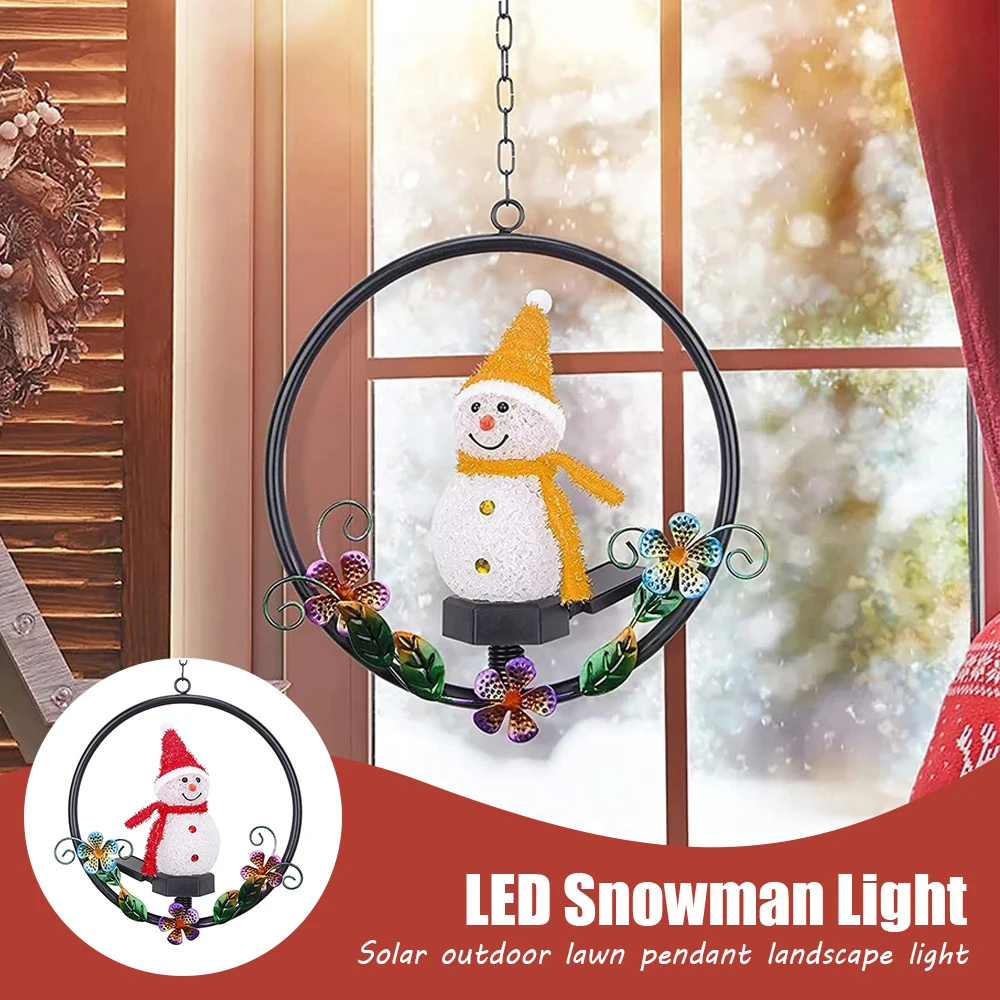 

Snowman Decorative Wind Chime Light Solar Powered Hanging for Christmas Outdoor Luminous Xmas Sculpture Special Shape Ornament