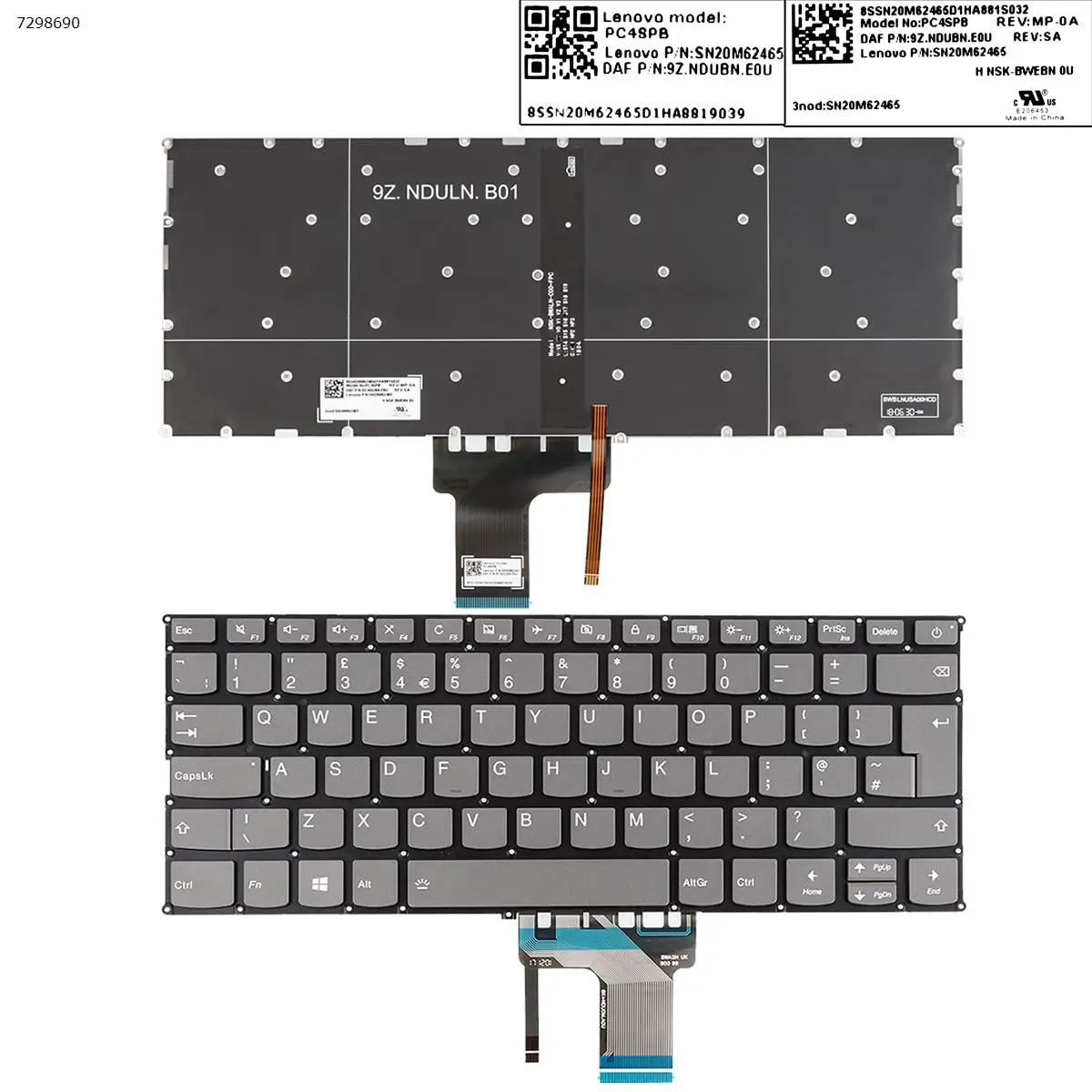 Английская клавиатура для ноутбука Lenovo IdeaPad 720s-14ikb 720s-14ikb, серая подсветка без рамки
Английская клавиатура для ноутбука Lenovo IdeaPad 720s-14ikb 720s-14ikb, серая подсветка без рамки