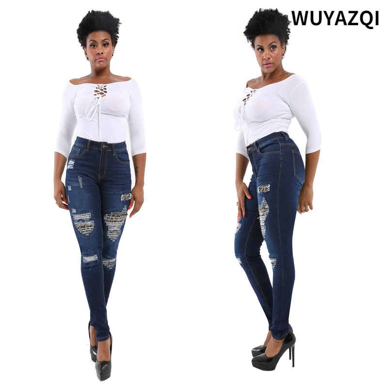 WUYAZQI Retro Street women's fashion hip lift tight casual women's denim pants sexy ripped jeans for women 
WUYAZQI Retro Street women's fashion hip lift tight casual women's denim pants sexy ripped jeans for women