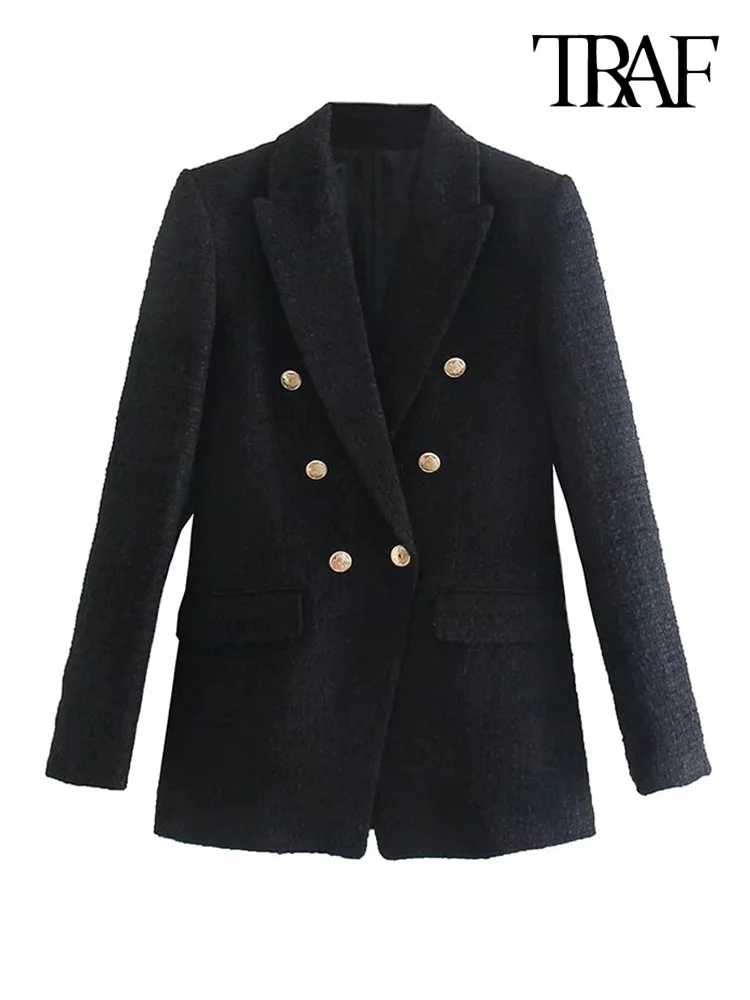 TRAF Women Fashion With Metal Button Tweed Blazer Coat Vintage Long Sleeve Flap Pockets Female Outerwear Chic Veste
TRAF Women Fashion With Metal Button Tweed Blazer Coat Vintage Long Sleeve Flap Pockets Female Outerwear Chic Veste