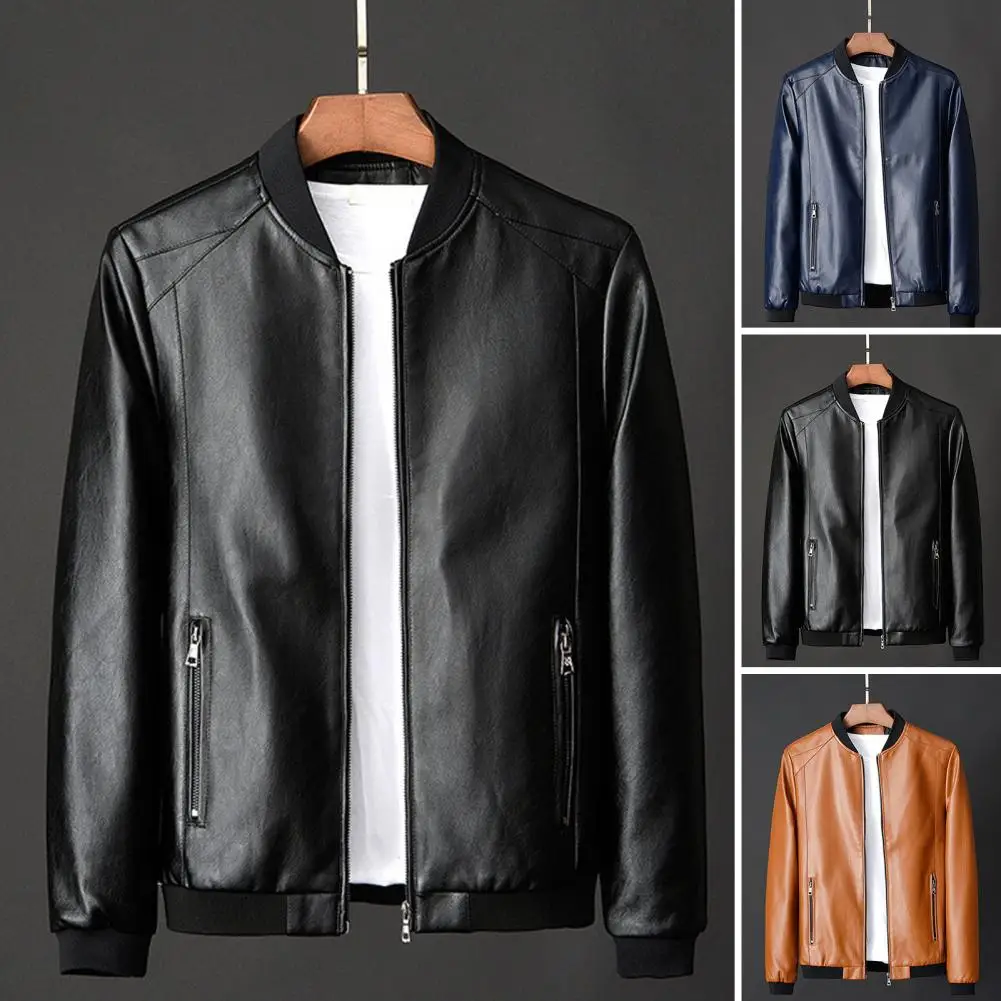 Men Coat Stylish Men's Faux Leather Motorcycle Jacket Windproof Stand Collar Zipper Closure Pockets for Fall/winter Men Cardigan
Men Coat Stylish Men's Faux Leather Motorcycle Jacket Windproof Stand Collar Zipper Closure Pockets for Fall/winter Men Cardigan